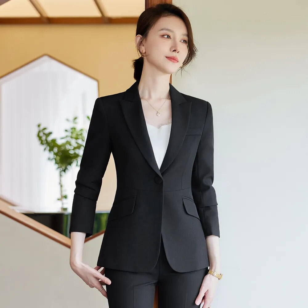 Ladies Temperament Business Formal Slim Blazer & Pants