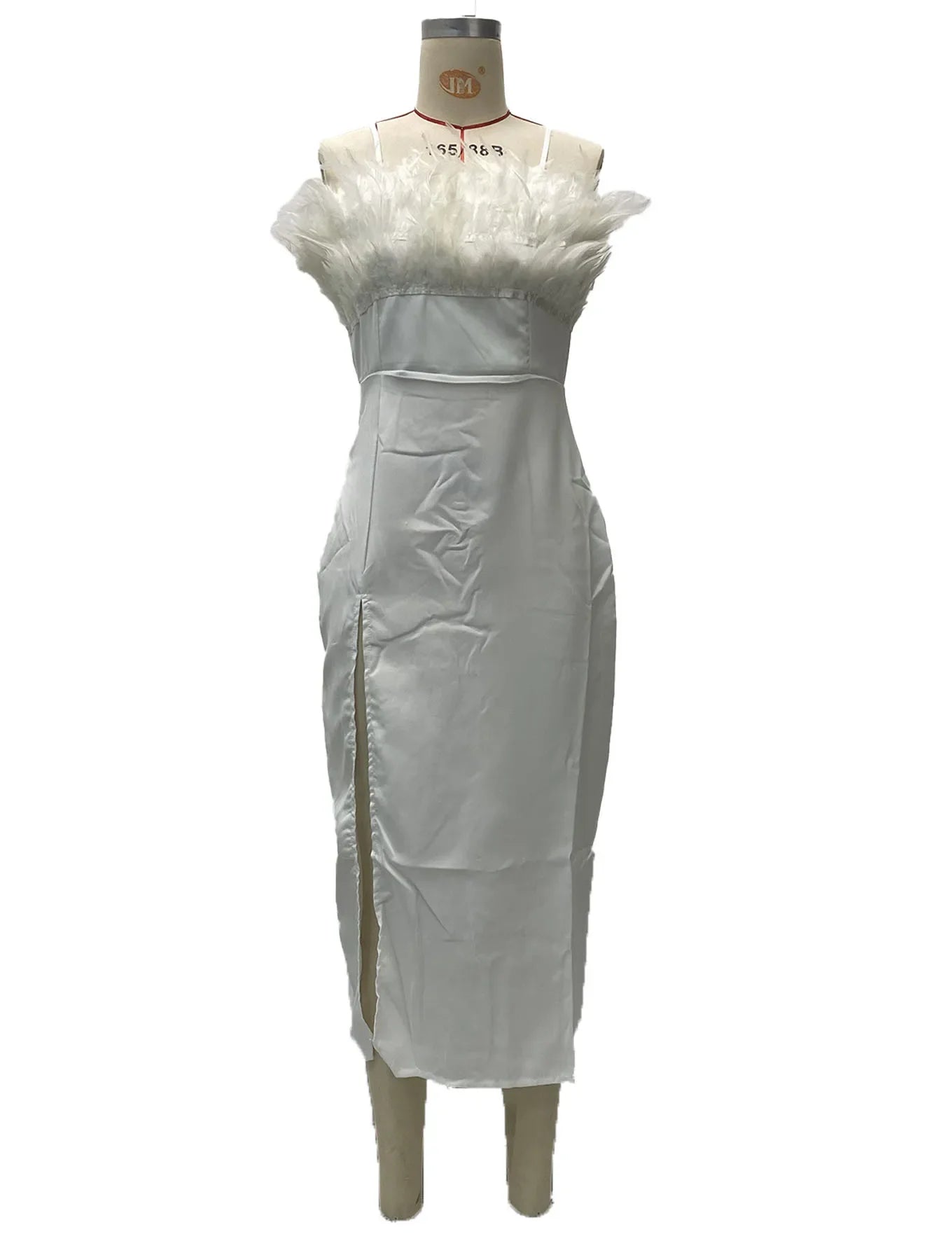 2024 New Cross-border Spring Summer Women's Fashion Tank Feather Dress Elegant Slimming Arm-covering Gown For Banquets