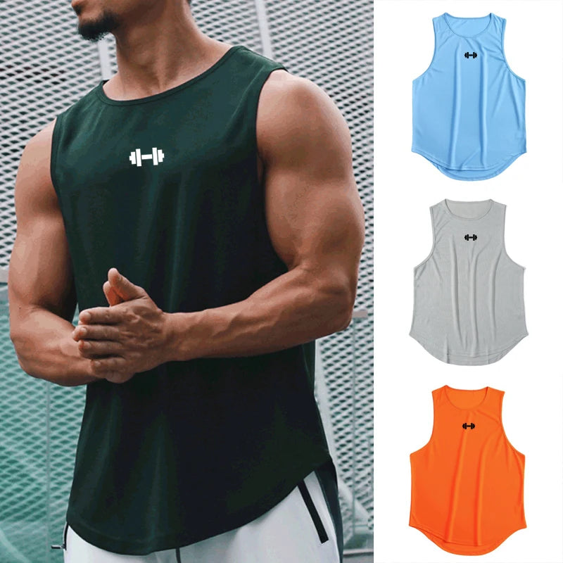 Men's Gym Fitness Workout O-Neck Sleeveless Quick-Dry Loose Muscle Shirt Tank Top