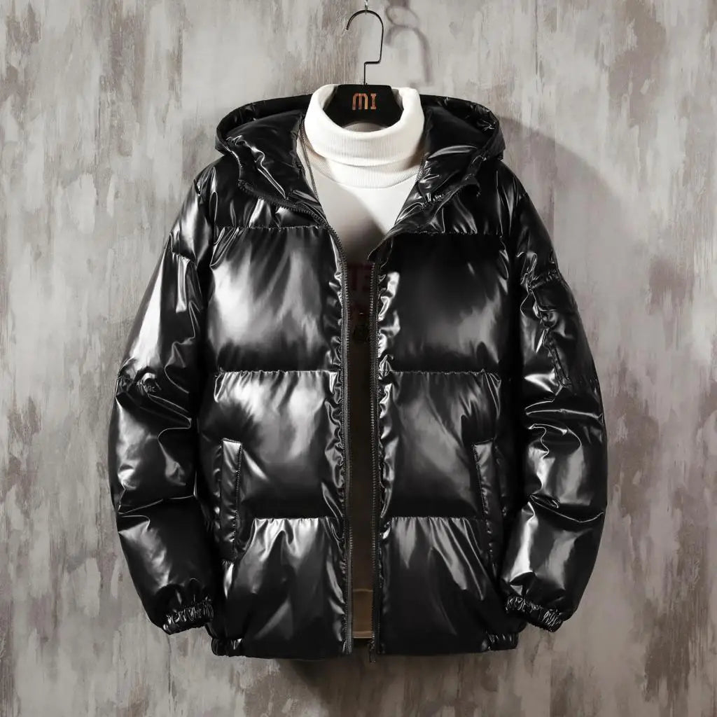 Metallic Oversized Women's Hooded Puffer Jacket to 5X