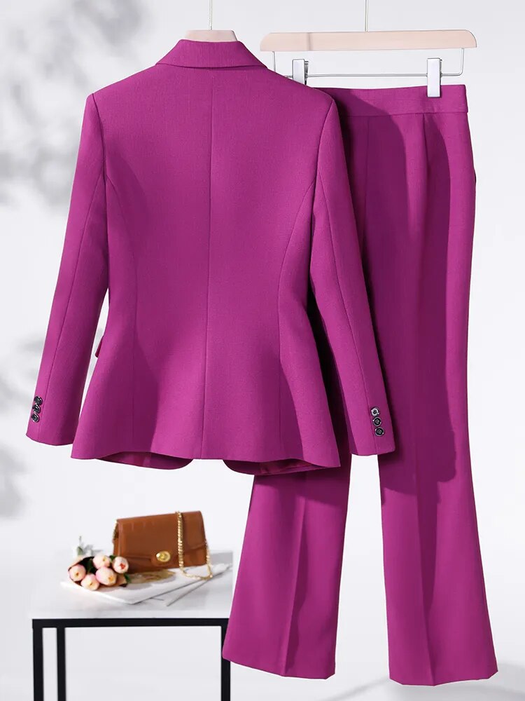 Office Business Women's Pant Suit: Long Sleeve Blazer & Trouser Pants to 4X