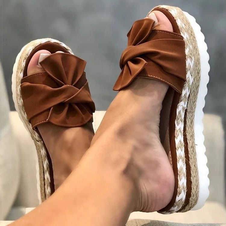 Butterfly Knot Platform Slipper Sandals