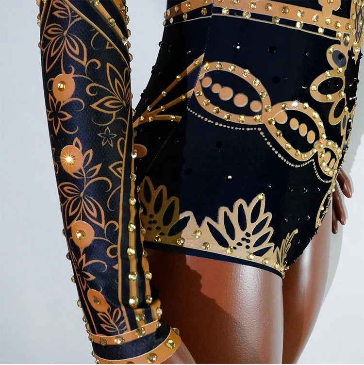 Luxury Rhinestone Fringe Bodysuit Sparkly Sequin Leotard Women Stage Performance Wear Drag Queen Costume Nightclub GOGO Dance Ou