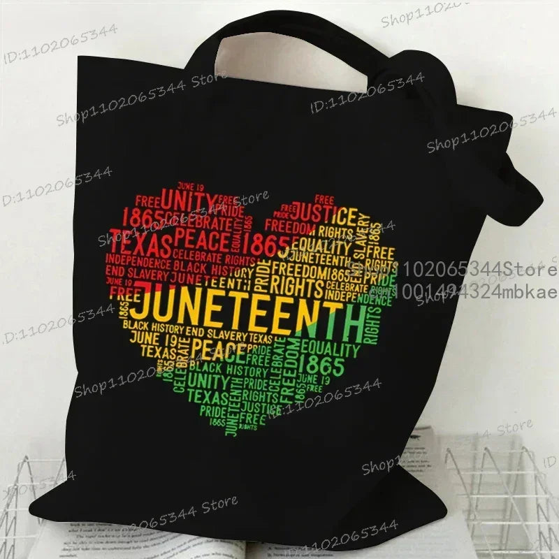 Its Juneteenth For Me/1865 Juneteenth/Juneteenth Heart/I Am Black History/Love Canvas Large Capacity Shopping Tote Bag
