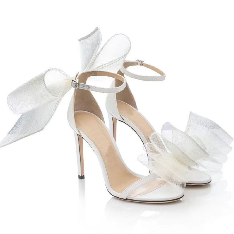 Satin Big Bowtie Ladies Party/Wedding Ankle Strap Sandal Pumps