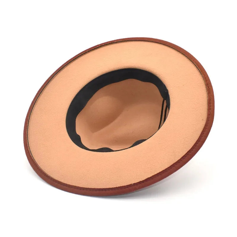 Gradient Colorblock Chain Link Design Fedora Hat