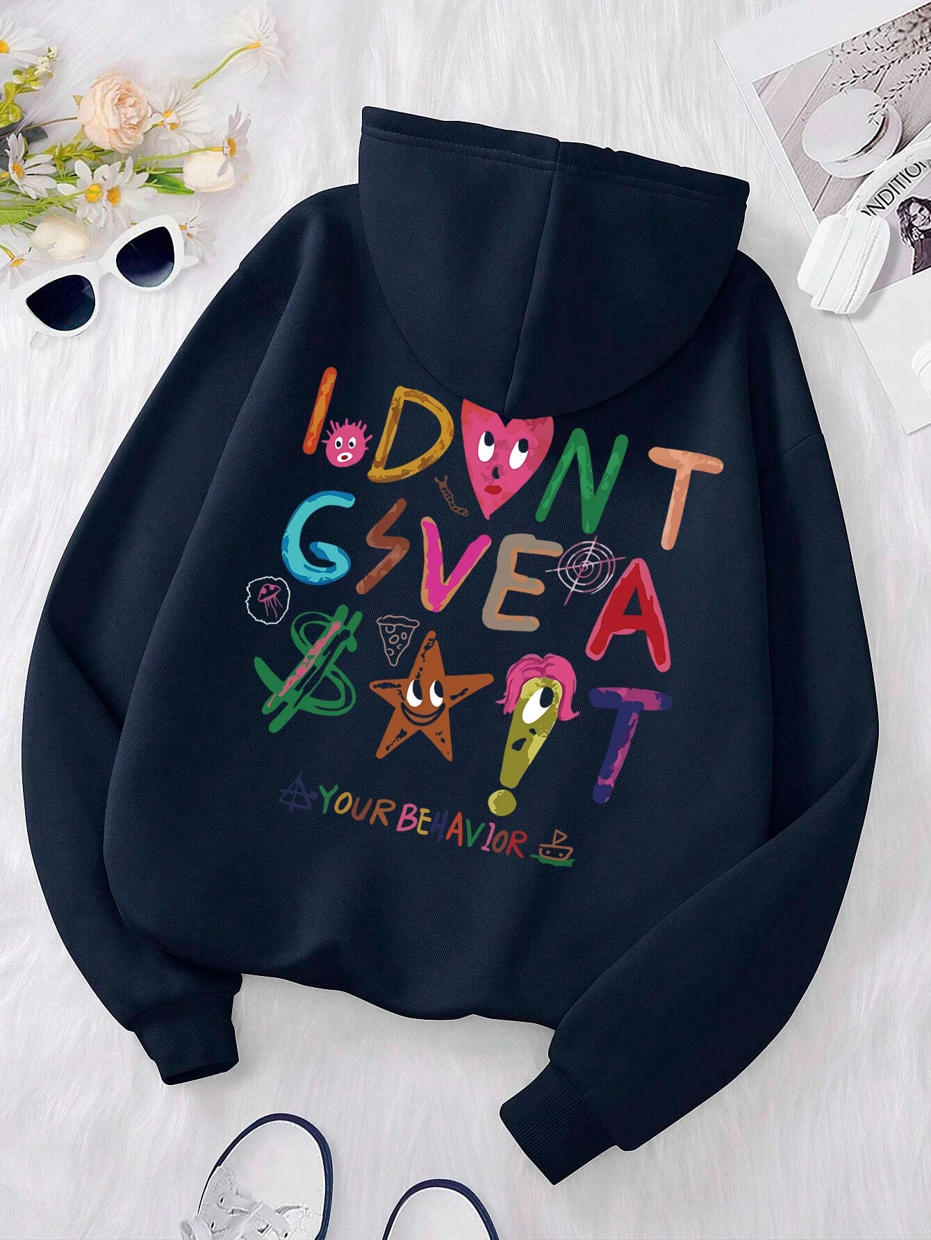 "I DON'T GIVE A SH@$T" Womens Fleece Hoodie Sweatshirt