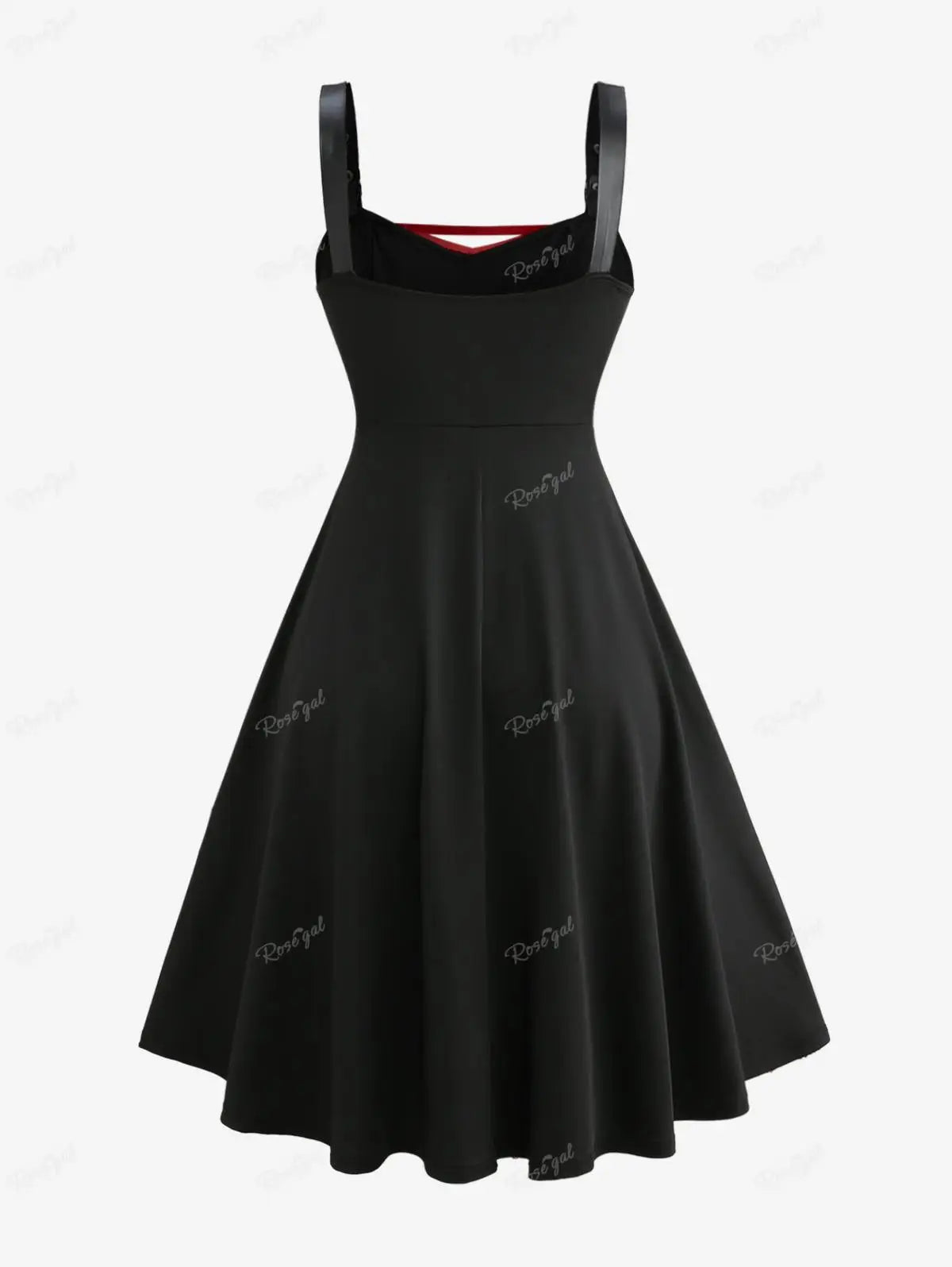 Victorian Plus Size Lace-Up Grommet PU Leather Lace Trim Layered Dress