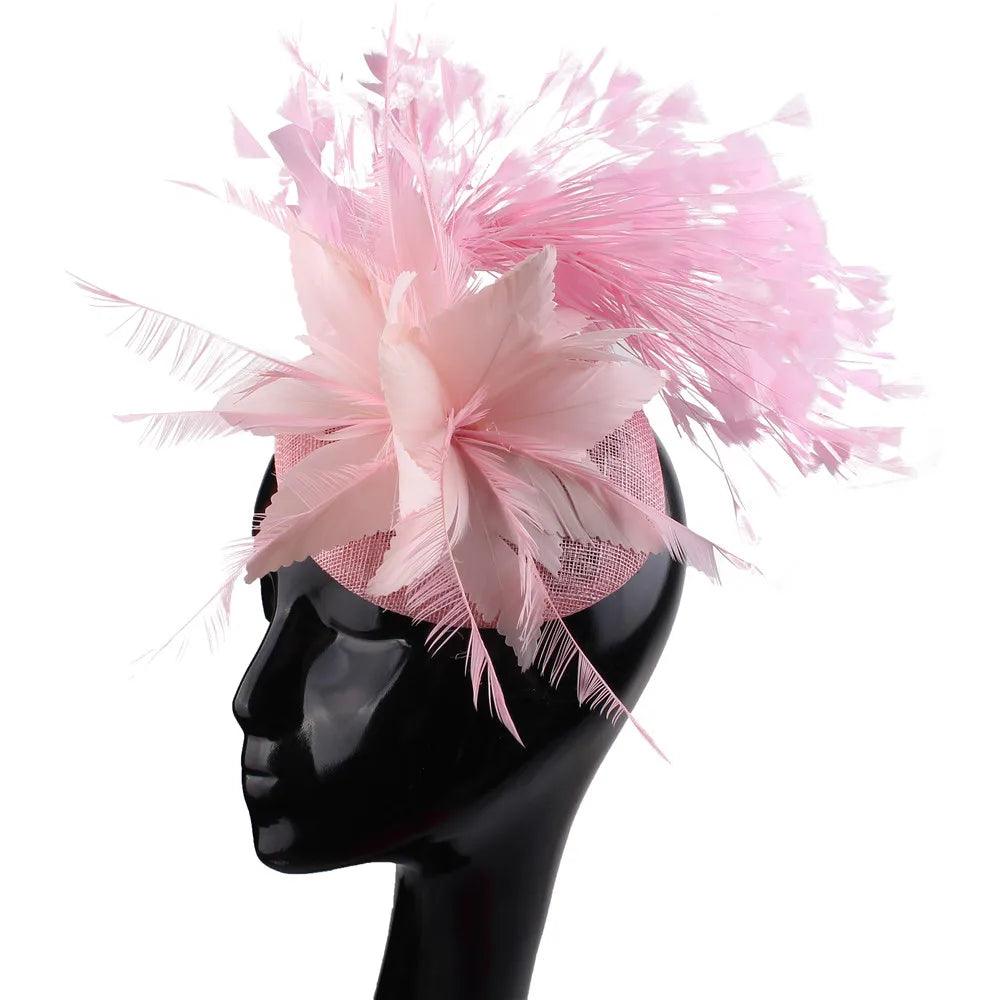 Floral Feather Detail Church/Wedding/Kentucky Derby Women's Fascinator Fedora Hat
