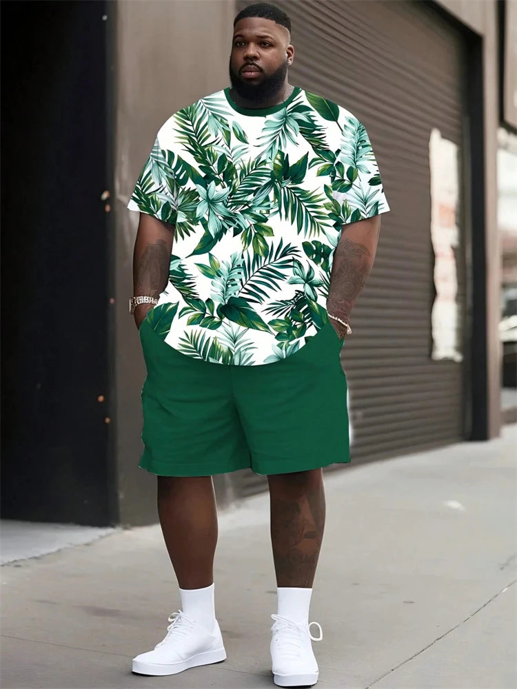 Oversized Men's 3D Print T-Shirt + Shorts Two-Piece Set to 6X Big & Tall