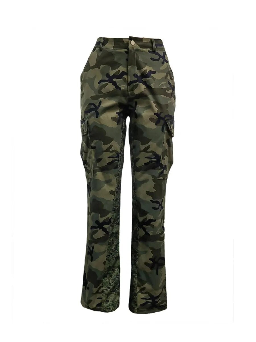 Camoflauge/Tie-Dye Ladies Side Pocket Streetwear Cargo Pants to 5X Plus