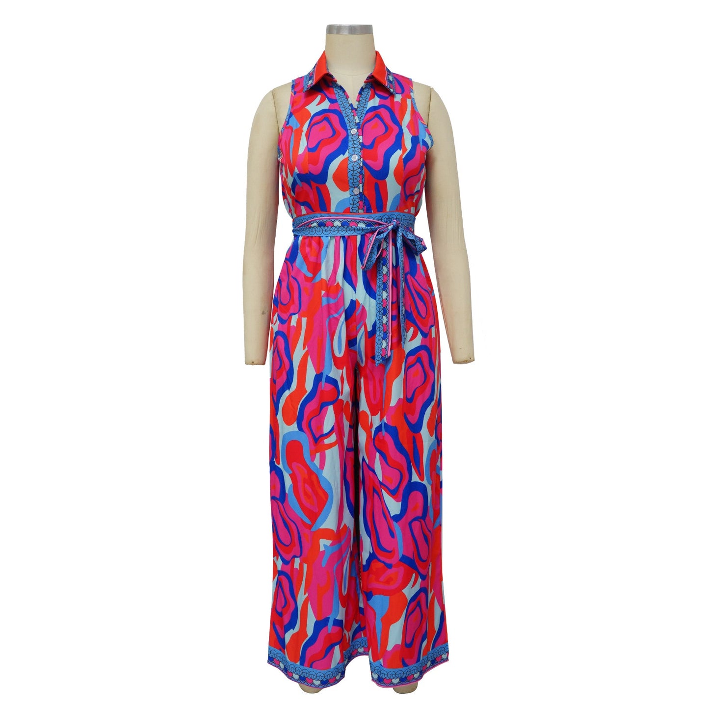 Printed Sleeveless Ladies Wide Leg Jumpsuit