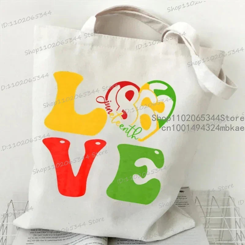 Its Juneteenth For Me/1865 Juneteenth/Juneteenth Heart/I Am Black History/Love Canvas Large Capacity Shopping Tote Bag