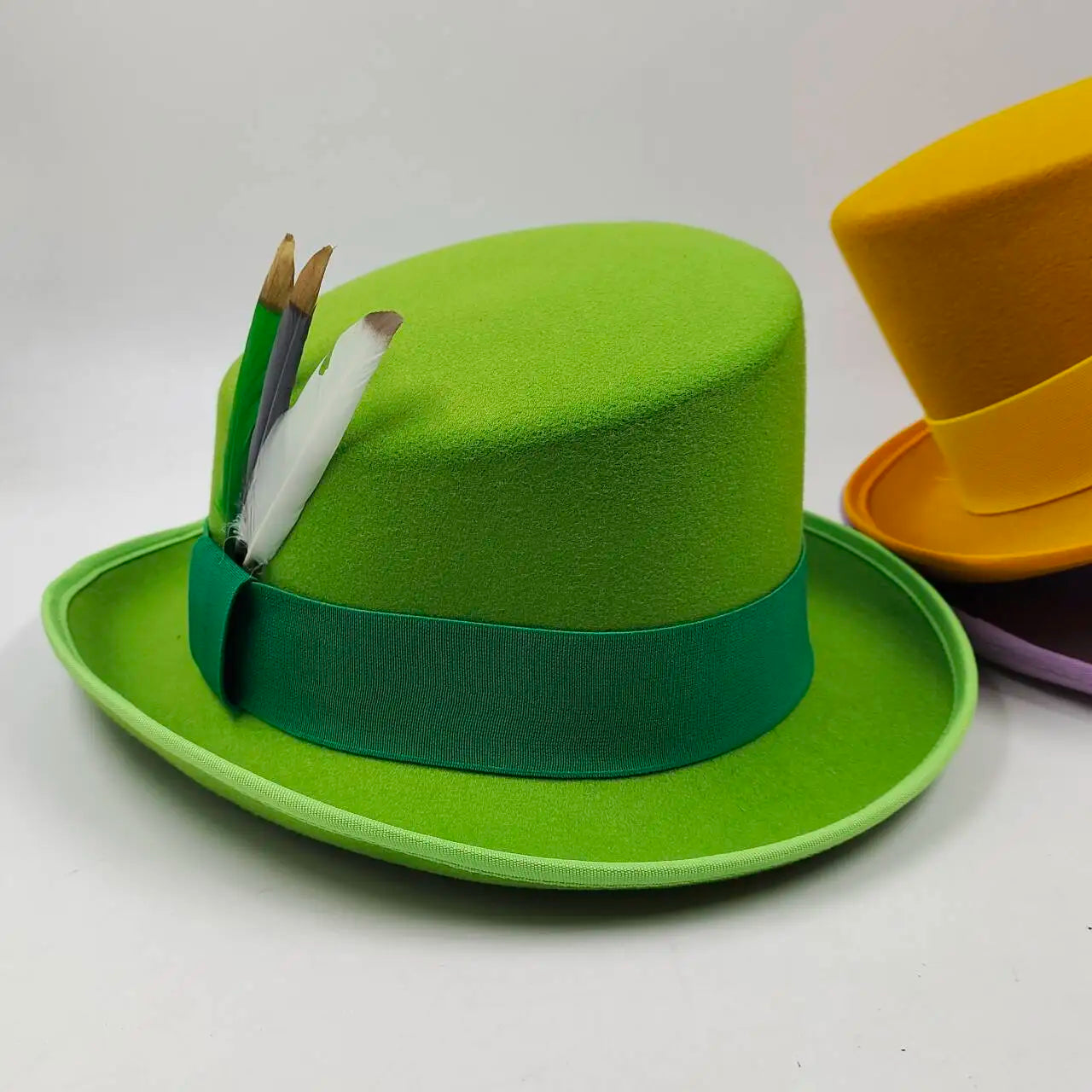 Unisex British High Feather Detail Derby Bowler Fedora Hat