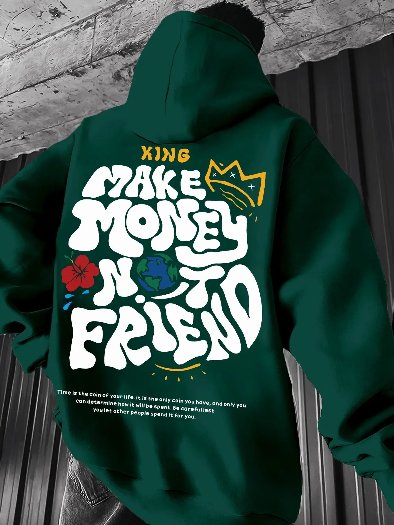 Men's "Make Money Not Friend" Hip-Hop Long Sleeve Pullover Hoodie Sweatshirt