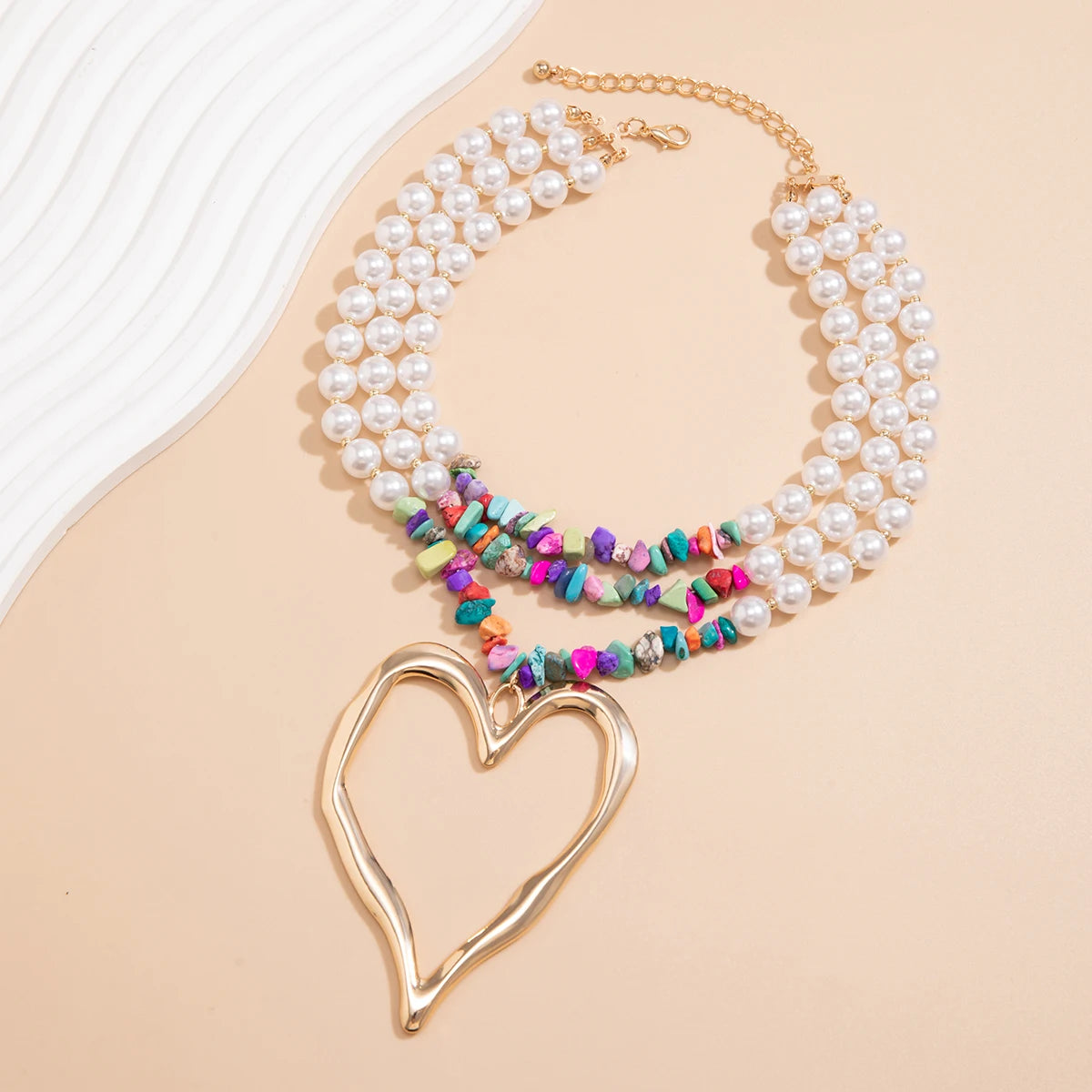 Big Love Heart Pendant Necklace Multilayer Choker