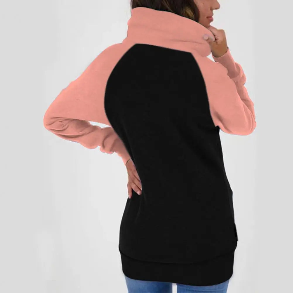 Colorblock Drawstring Thermal Patchwork Women's Zipper Fleece Hoodie Jacket to 3X Plus Size