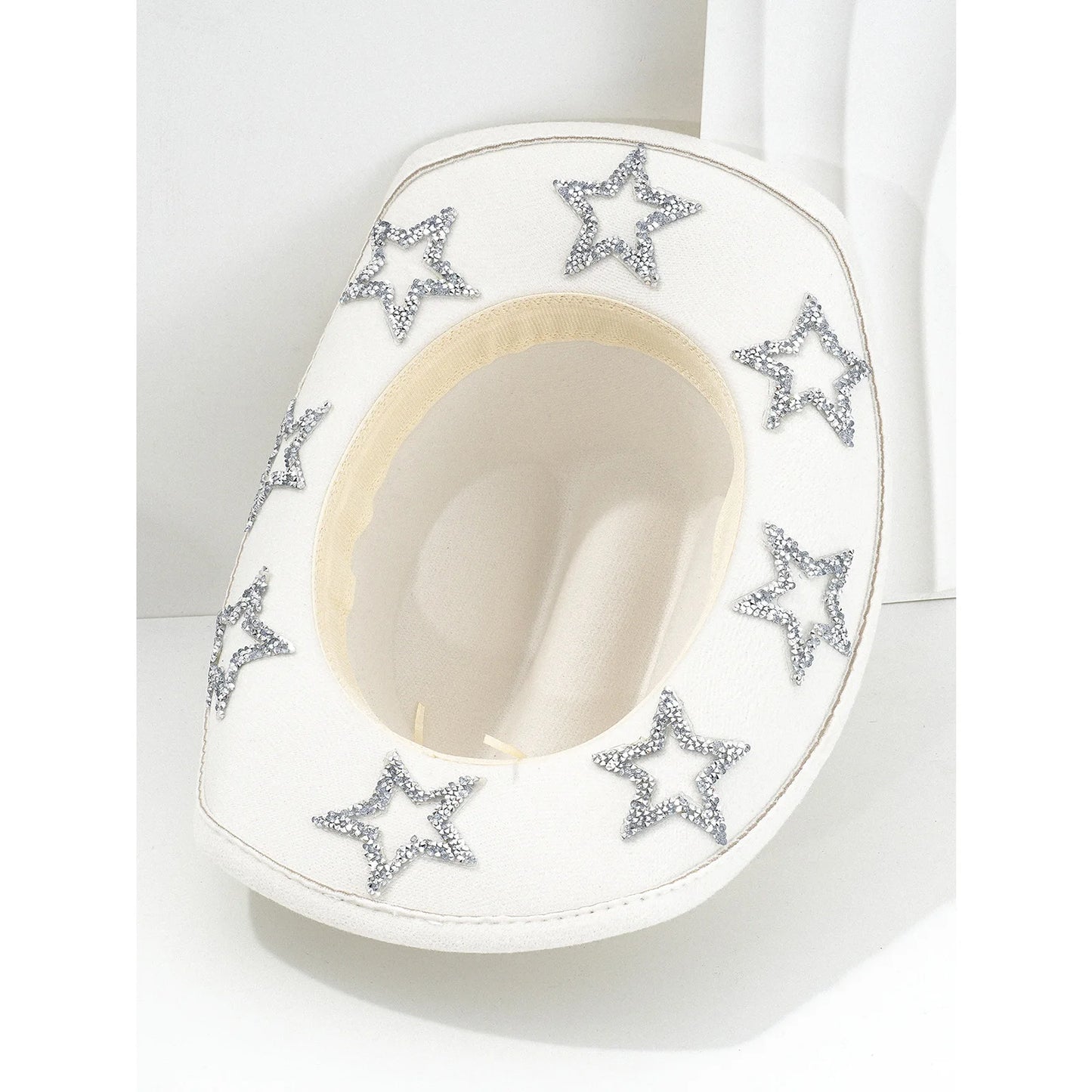 Wide Brim Rhinestone Star Western Fedora Cowgirl Hat