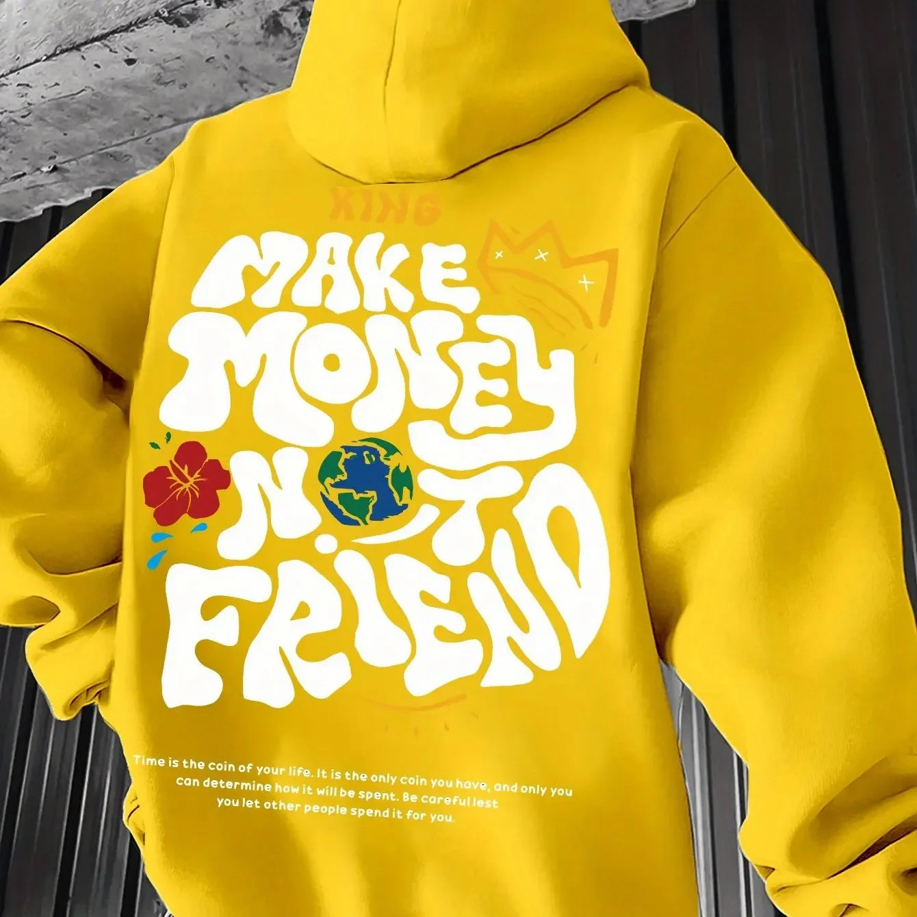 Men's "Make Money Not Friend" Hip-Hop Long Sleeve Pullover Hoodie Sweatshirt