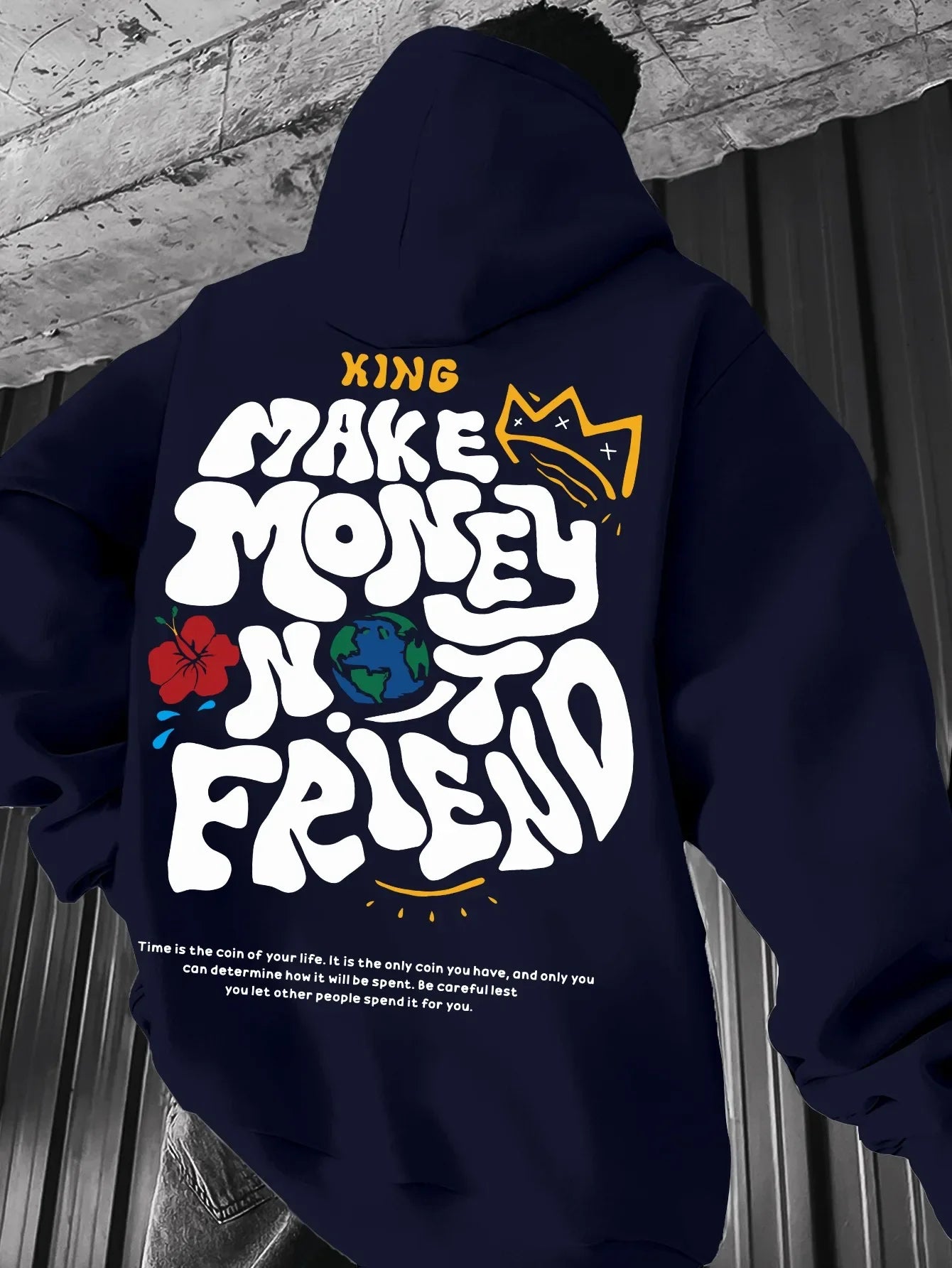 Men's "Make Money Not Friend" Hip-Hop Long Sleeve Pullover Hoodie Sweatshirt