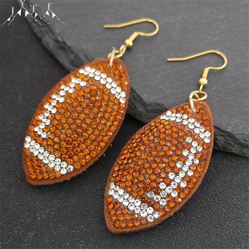 Rugby/Tennis/ Soccer/Football/ Basketball Rhinestone Crystal  Pendant Hook Earrings