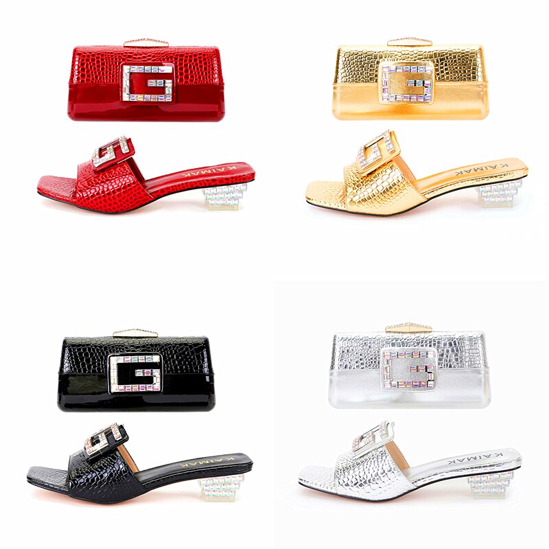 Designer Ladies Buckle Sandals + Clutch Purse Set