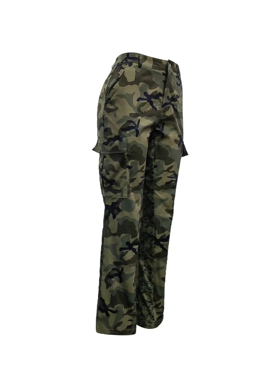 Camoflauge/Tie-Dye Ladies Side Pocket Streetwear Cargo Pants to 5X Plus