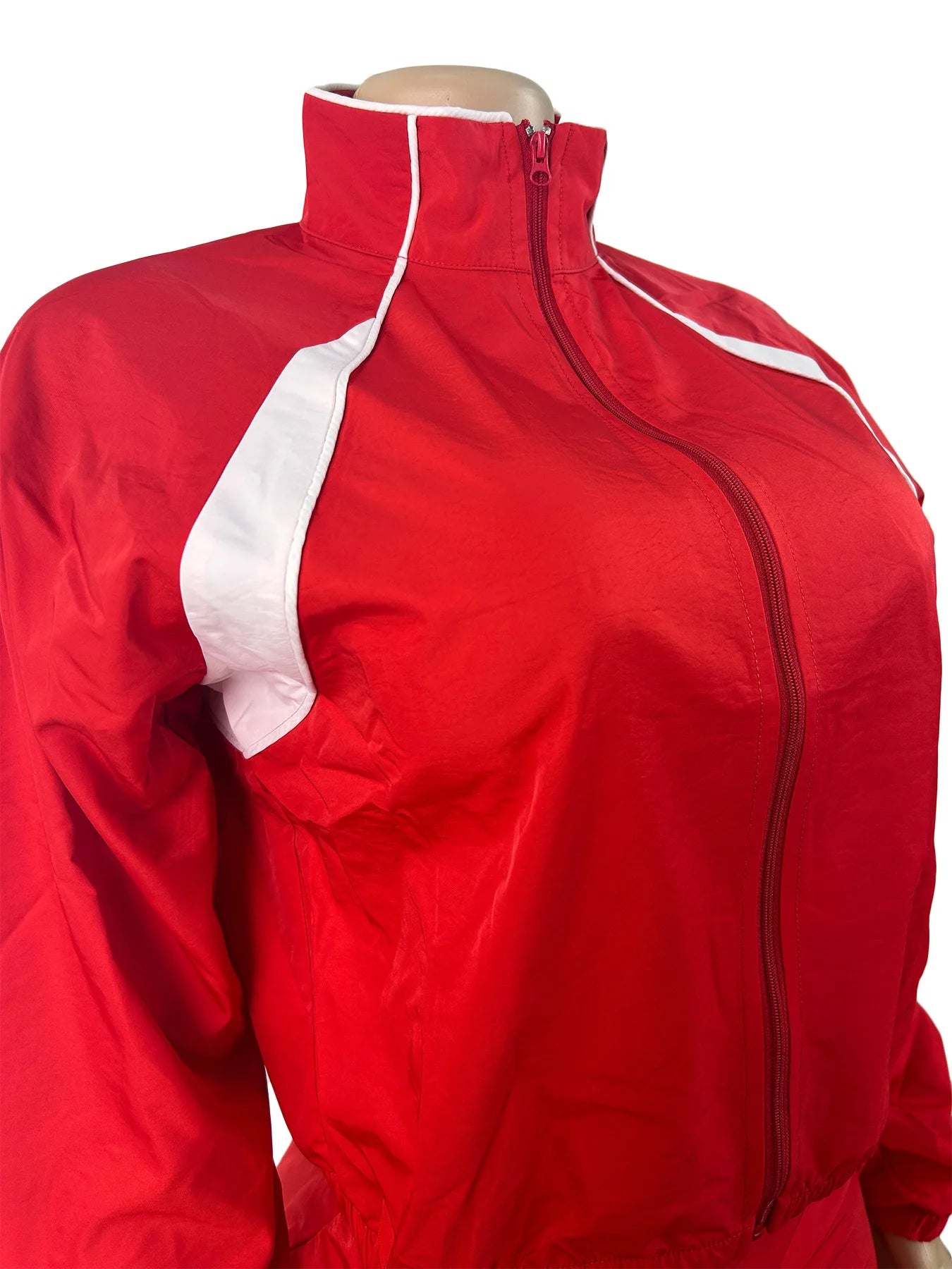 Striped Stand Collar Women's Zipper Fitness Jacket+ Drawstring Ruched Mini Tennis Skirt Solid Color 2-Piece Set