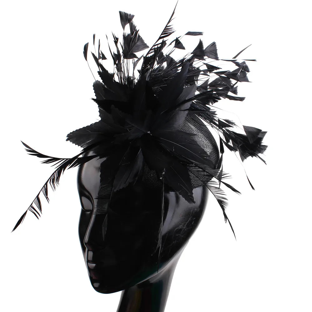 Floral Feather Detail Church/Wedding/Kentucky Derby Women's Fascinator Fedora Hat