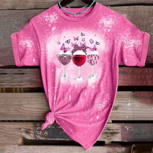 Breast Cancer Awareness Print Short Sleeve T-Shirts