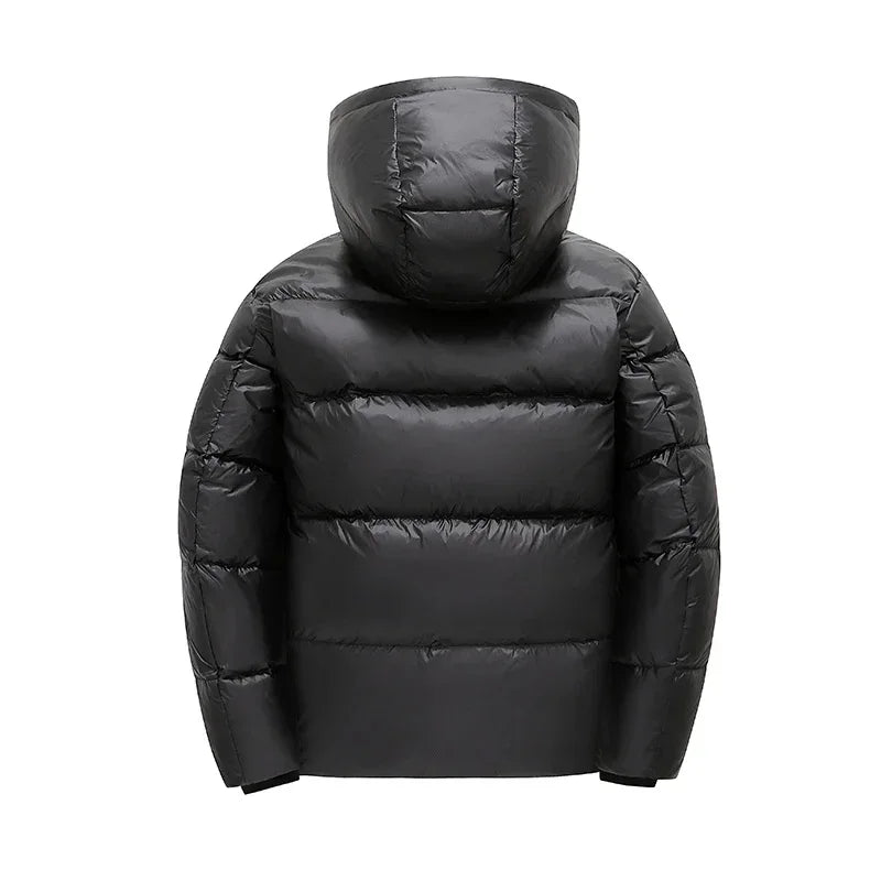 Men's Black Cotton Parka Windproof Hooded Down Parka Puffer Jacket