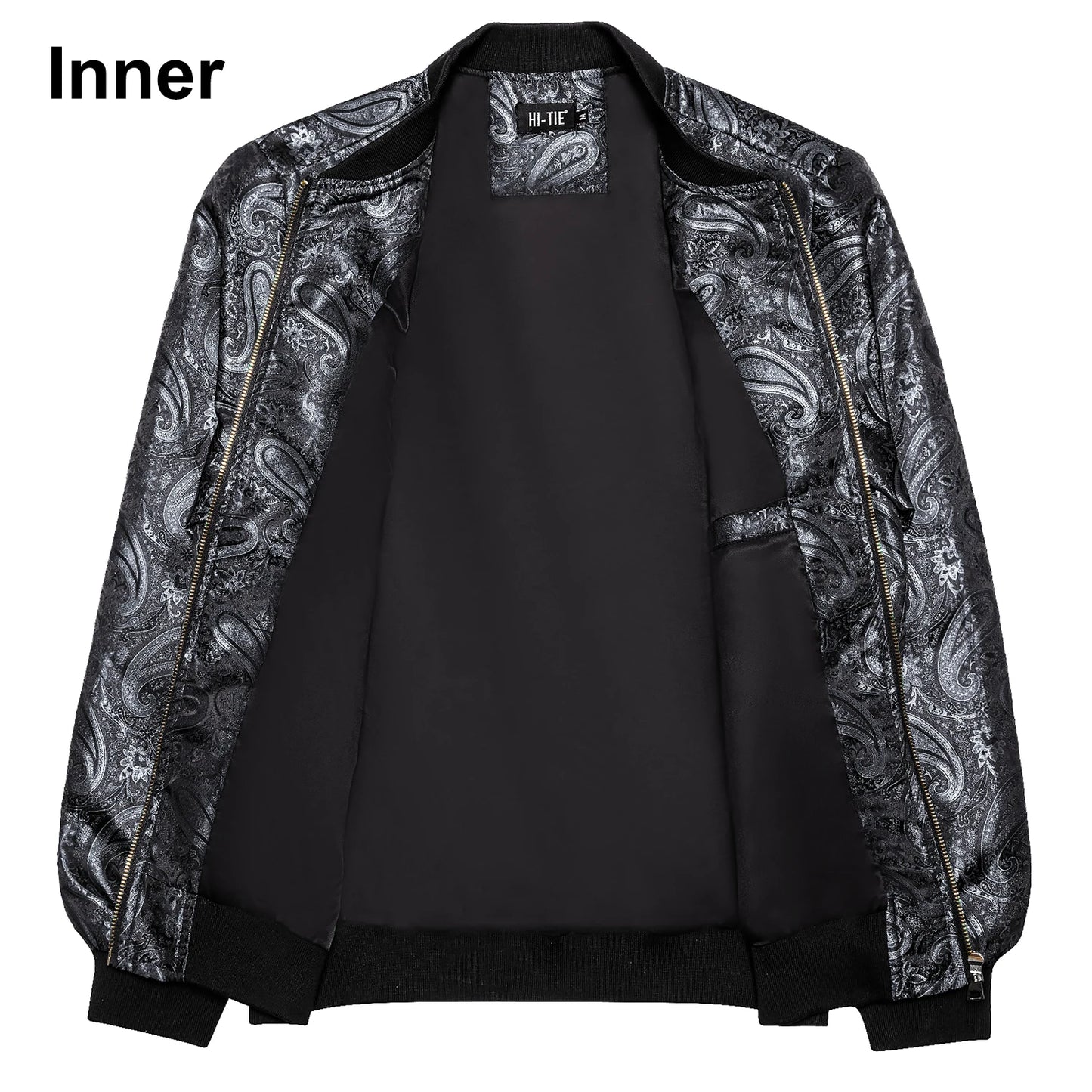 Men's Jacquard Paisley Lightweight Streetwear Zipper Bomber Jacket