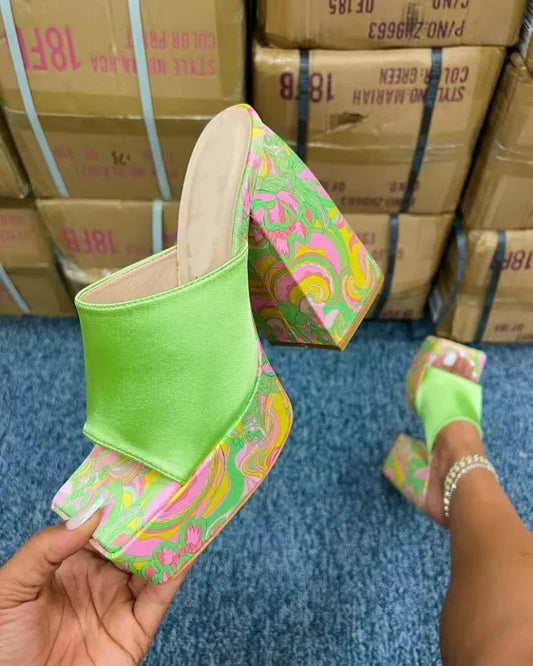 Solid/Cowhide/Zebra Print Women’s Peep Toe Street Square Toe Platform High Heel Sandals