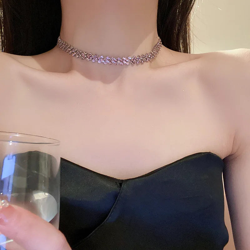 Rhinestone Geometric Crystal Choker