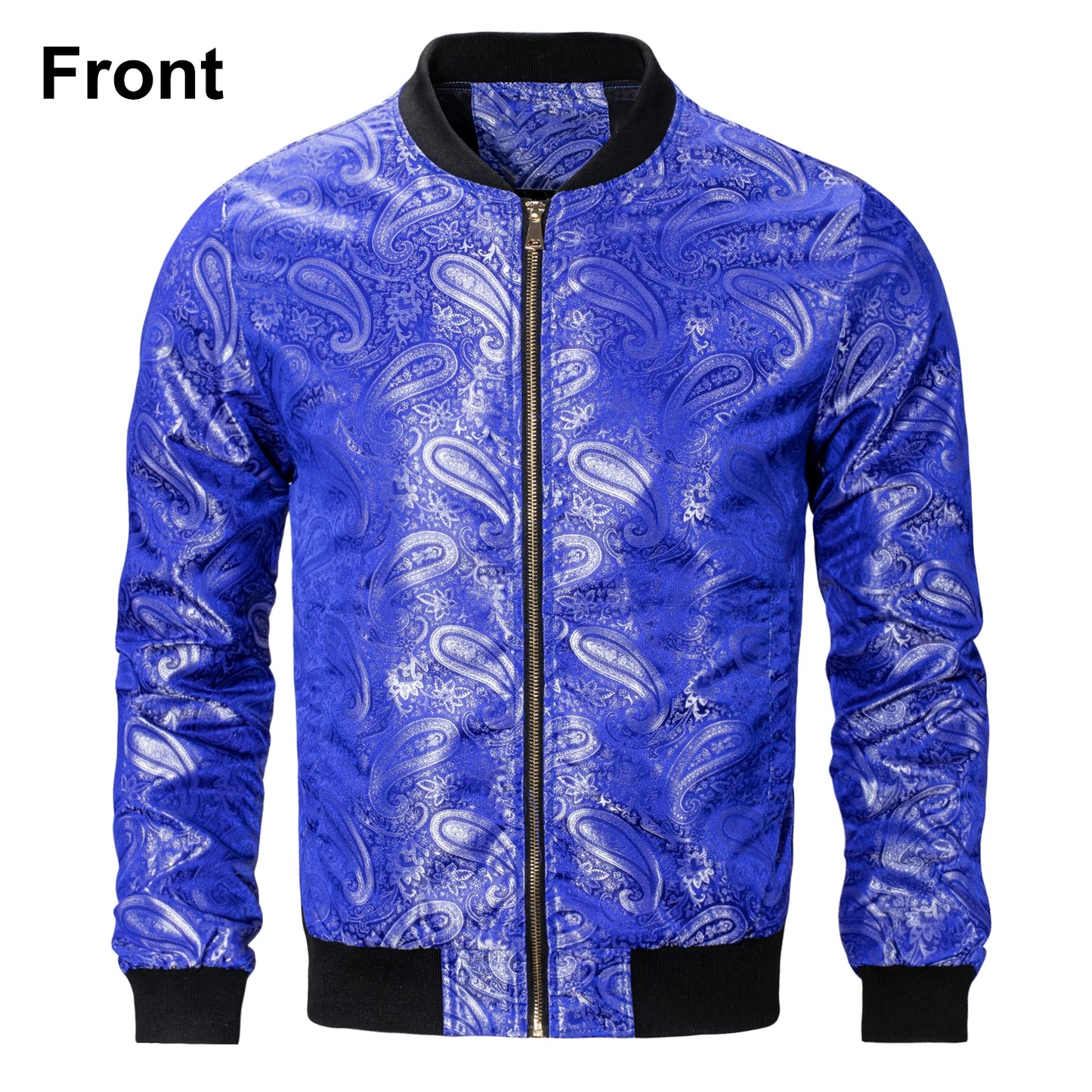 Men's Jacquard Paisley Lightweight Streetwear Zipper Bomber Jacket