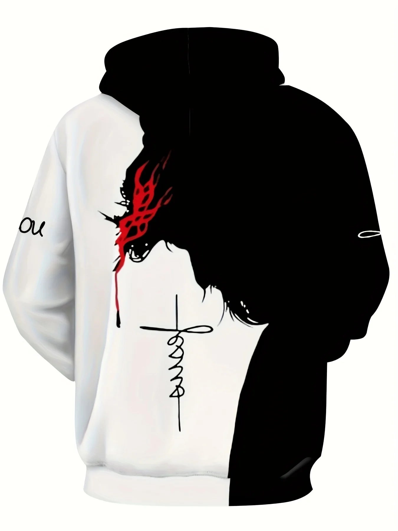 Men's Colorblock 3D Drawstring "Jesus" Long Sleeve Hoodie Sweatshirt