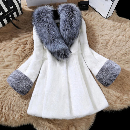 Women's Faux Fur Collar Velvet Coat