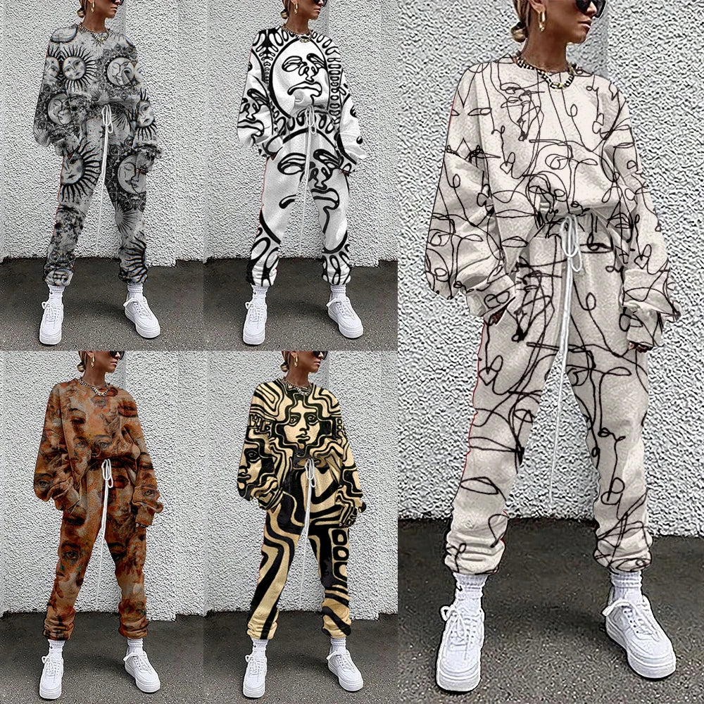 Abstract Printed Ladies Sweatsuit