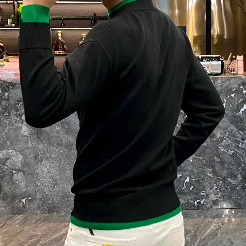 Men's Long Sleeve Pullover Contrast Crew Neck Streetwear Sweatshirt 4X