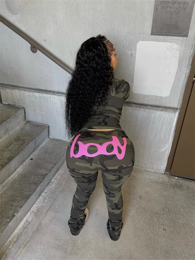 "Body" Streetwear Hip-Hop Zipper Fitness Jacket + Skinny Leggings Women's Tracksuit