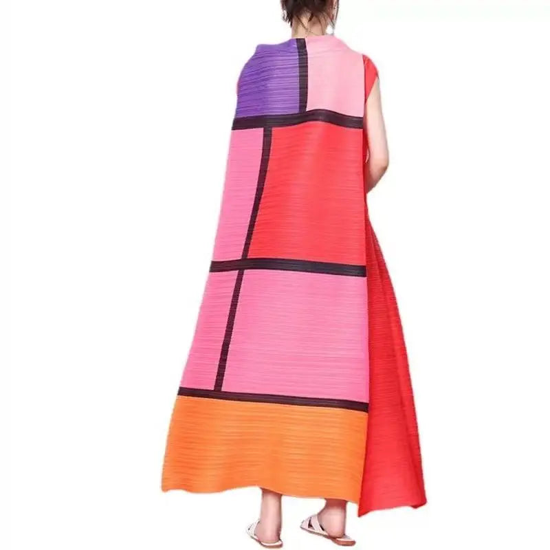 Colorblock Sleeveless Oversized Fold Maxi Dress