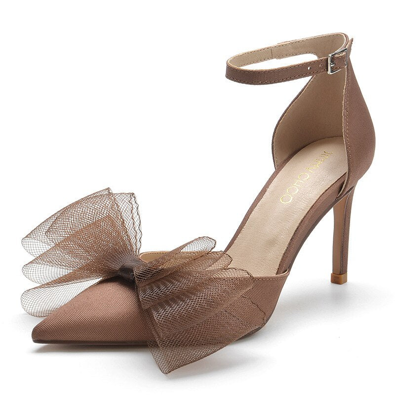 Satin Bowtie Silky Ankle Strap Sandals