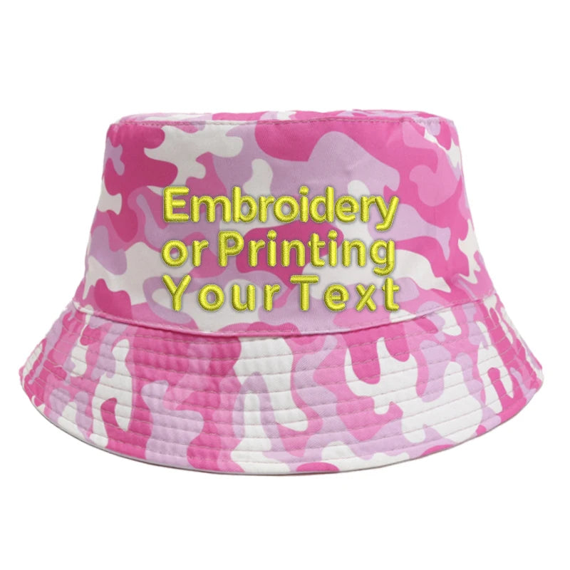 CUSTOMIZED Unisex Embroidered Text Personalized Design Cotton Bucket Fisherman Hat