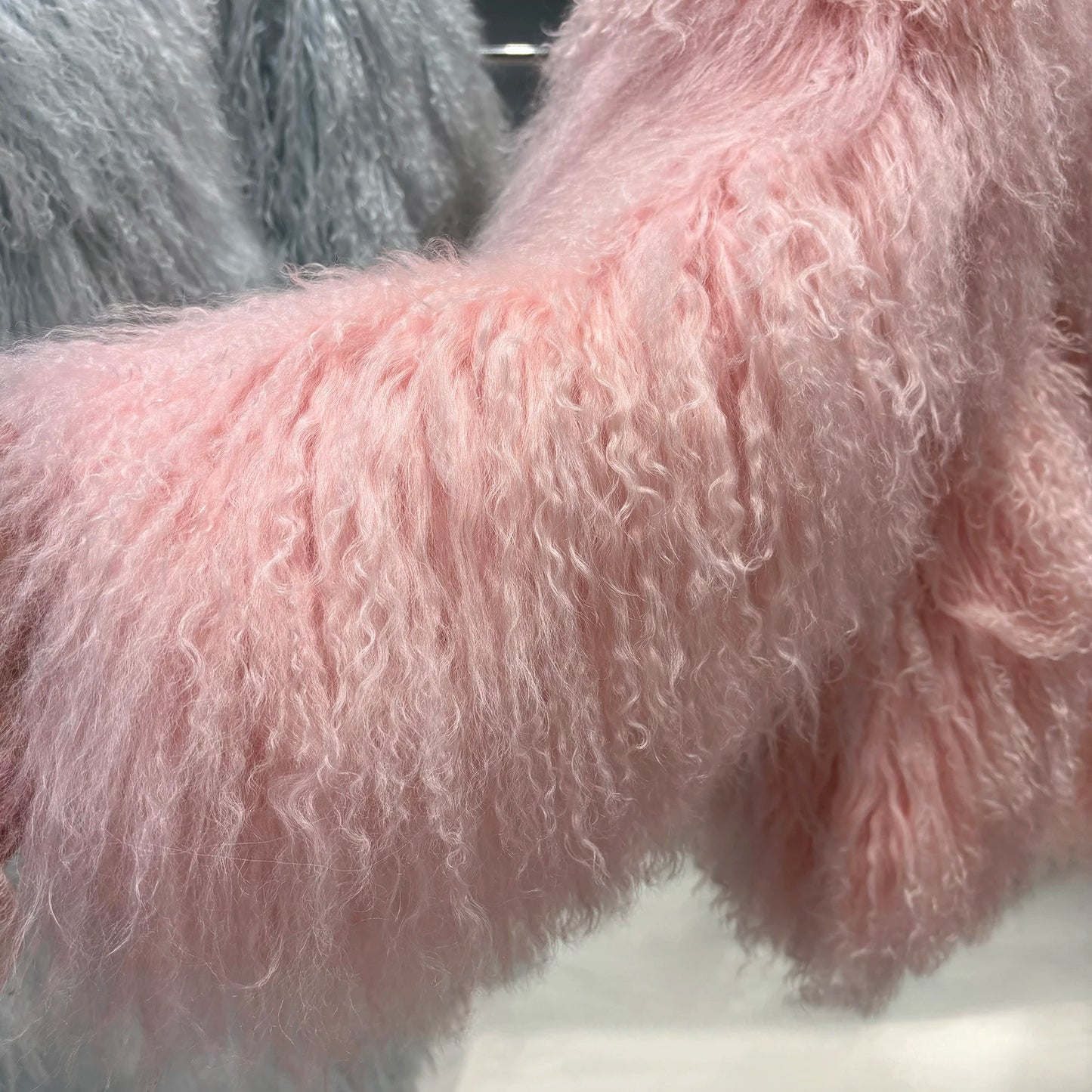 Shaggy Mongolia Sheep Fur Oversized Collar Women's Jacket to 8X Plus Size