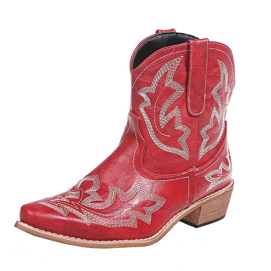 Western Cowboy Women's Snake Leather Cowgirl Ankle Boots