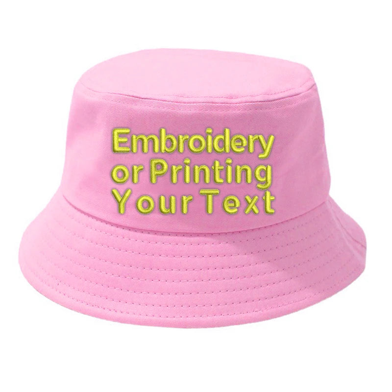 CUSTOMIZED Unisex Embroidered Text Personalized Design Cotton Bucket Fisherman Hat