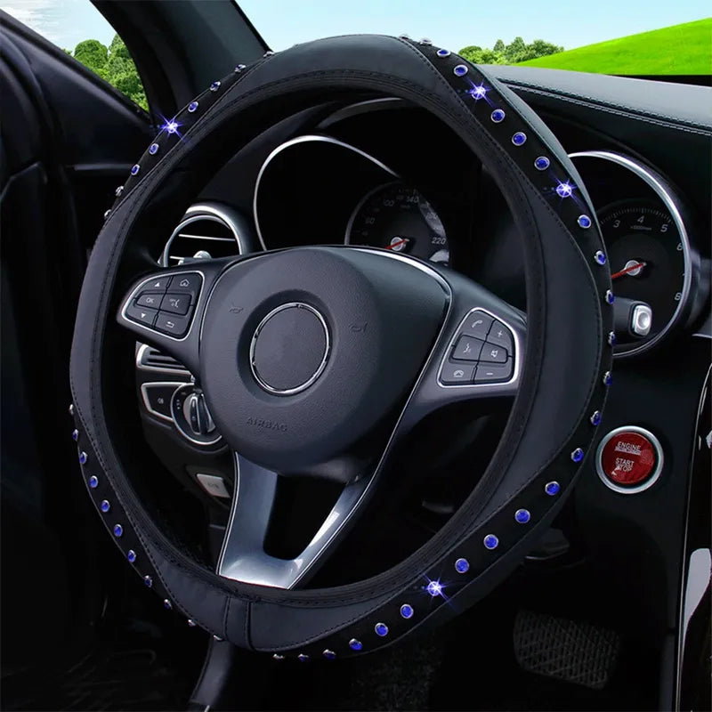 Rhinestones Crystal Diamond Car Steering Wheel Cover