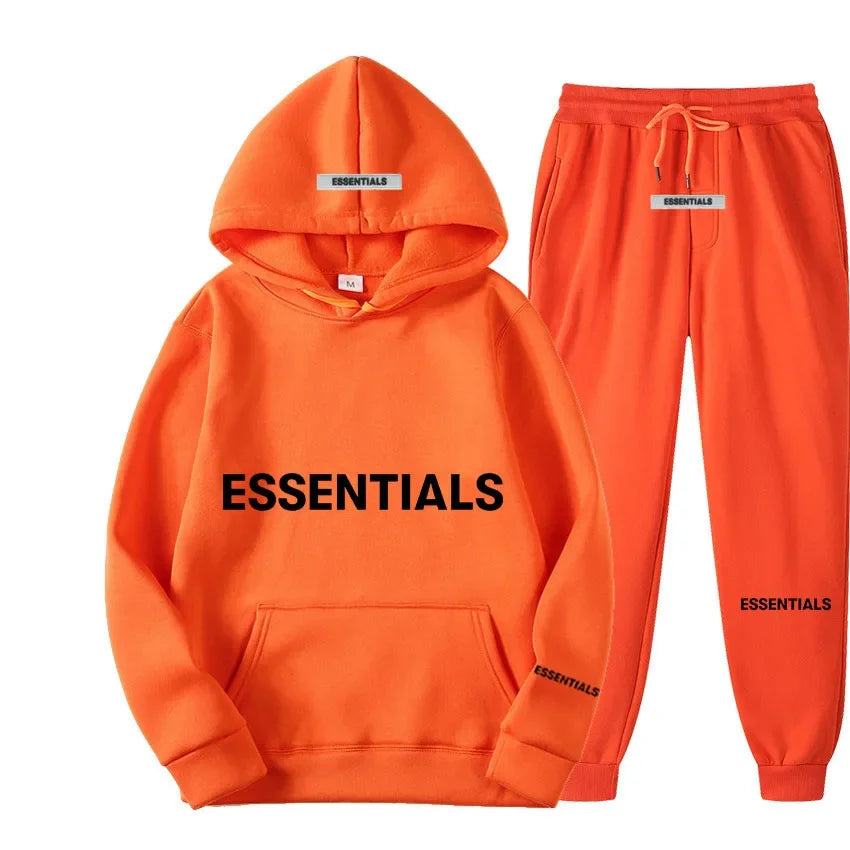 "ESSENTIALS"Men's & Women's Sweatshirt Letter Printed Hoodie + Sweatpants Tracksuits