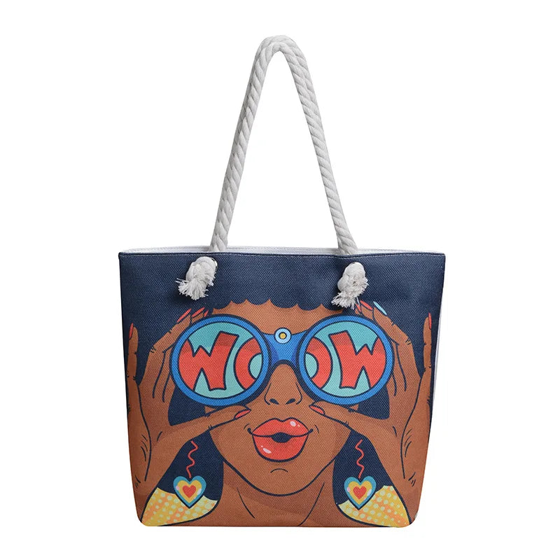 Black African Woman 3D Canvas Print Women's Single Shoulder Large Capacity Tote Bags