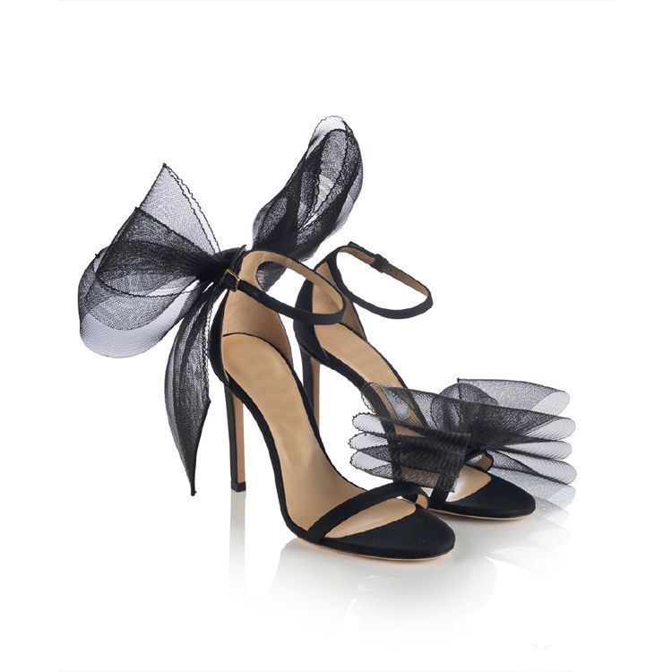 Satin Big Bowtie Ladies Party/Wedding Ankle Strap Sandal Pumps